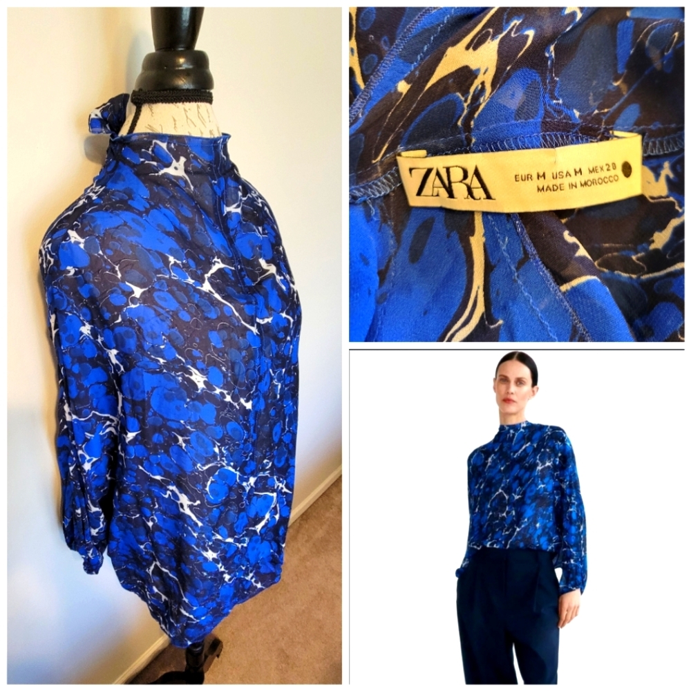 Zara Printed Blouse with Bow